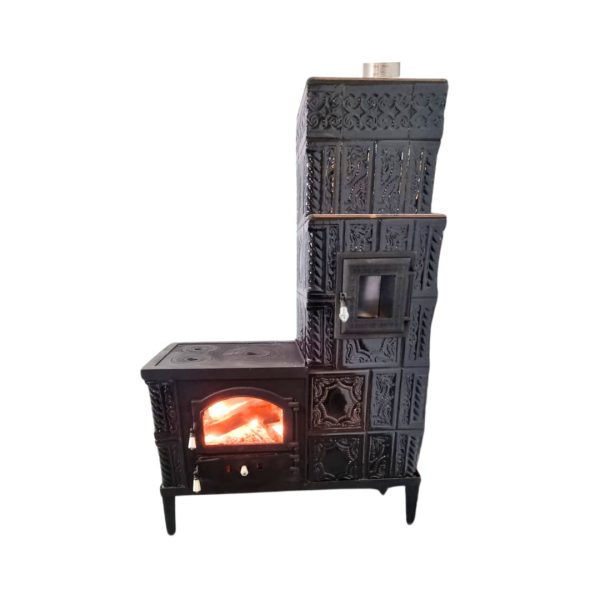 Soba cu plita mare 5R M7 Negru Cuptor Dreapta Geam Usa Grande