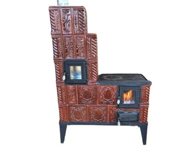 Soba cu plita mare 5R M7 Maro Cuptor Stanga Geam Usa Laterala Geam