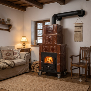 5 idei de decor cu sobă de teracotă în living, dormitor și bucătărie